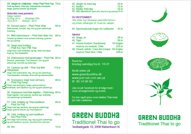 Green buddha menu